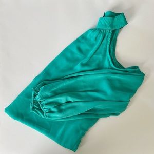 Women’s Turquoise Long Sleeve Cold Shoulder She + Sky Blouse